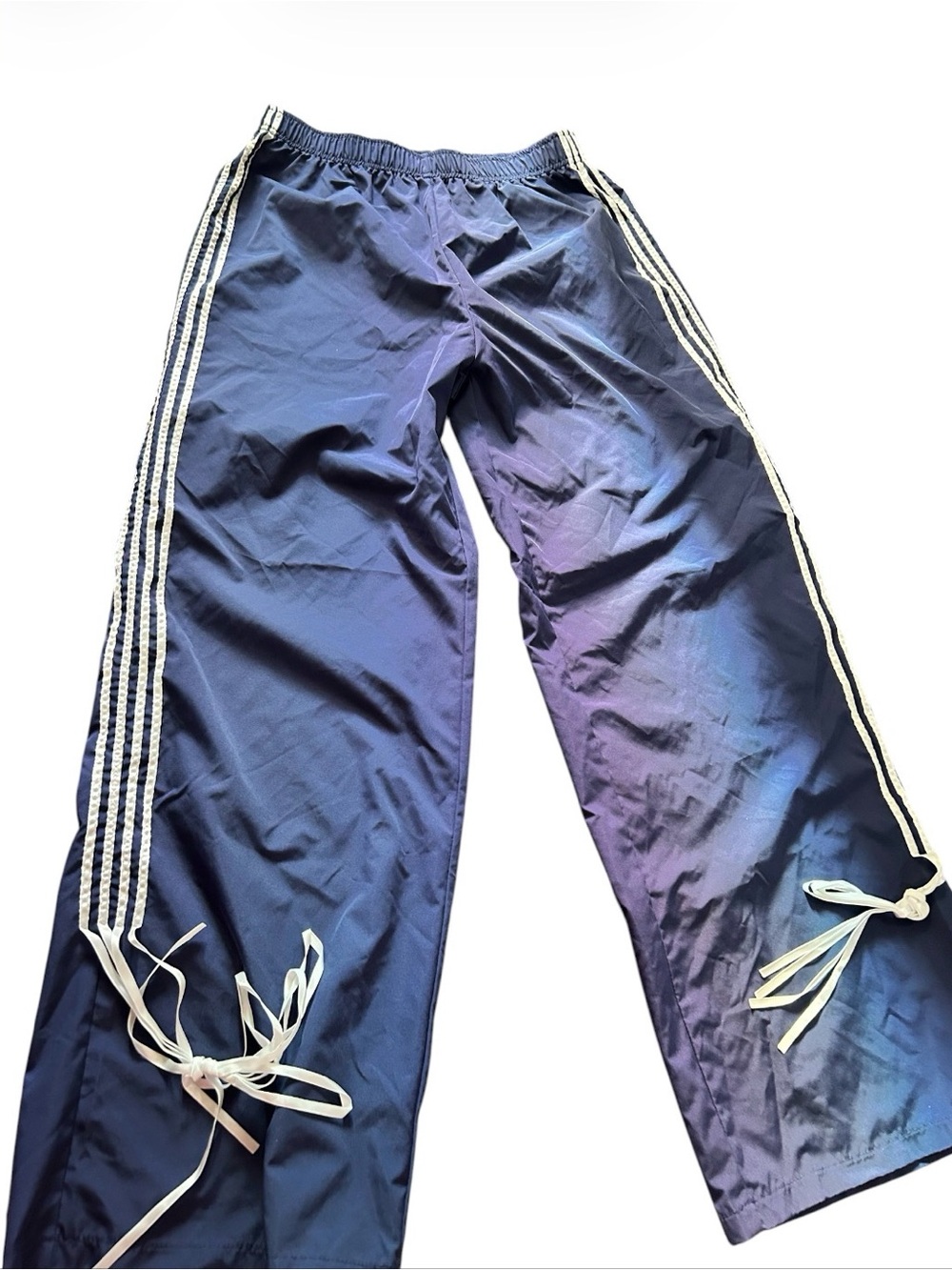 SHEIN Navy Blue Elastic Waist Track Pants with White Drawcord